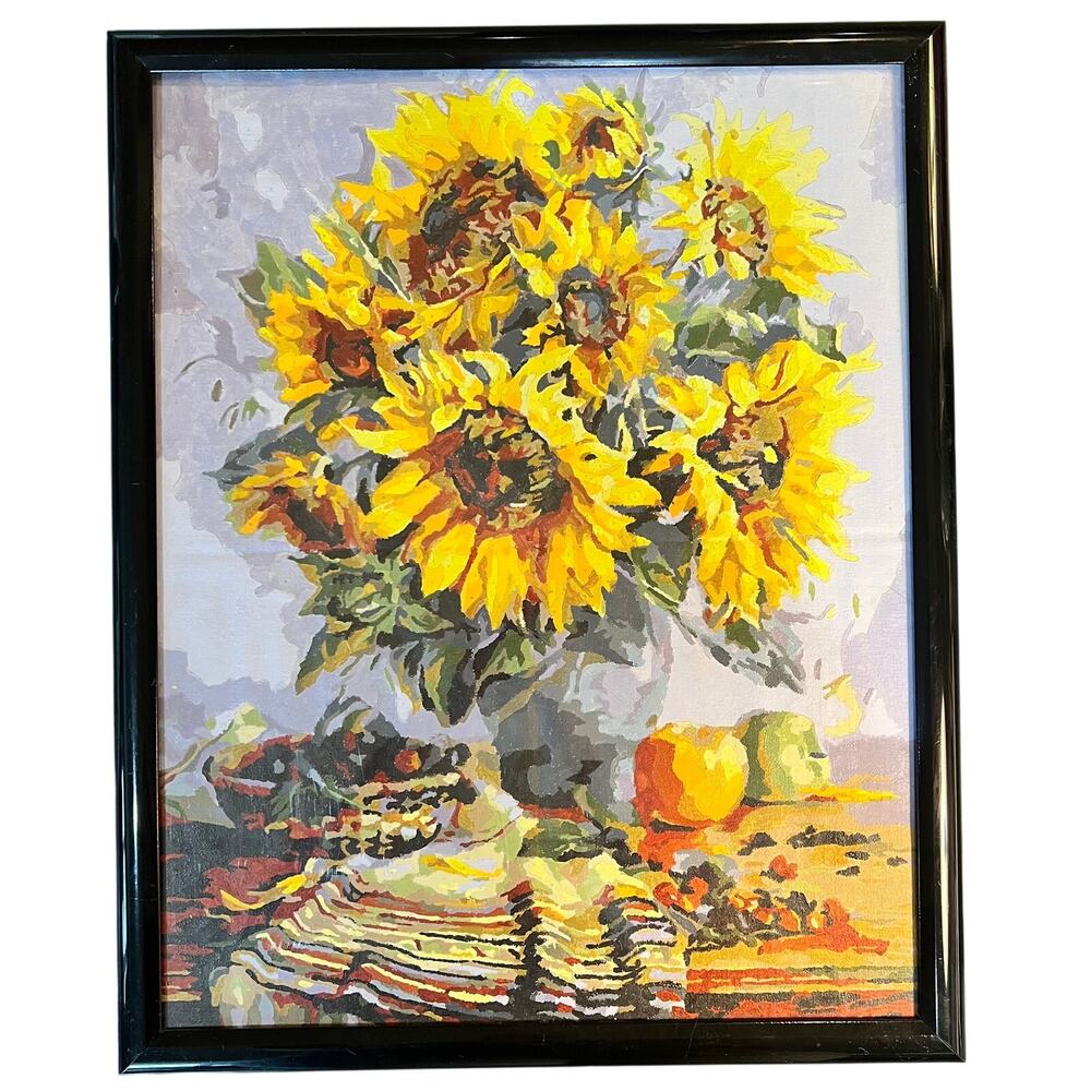 Sunflowers Paint By Numbers Kit 16x20 Canvas Acrylic Complete Framed